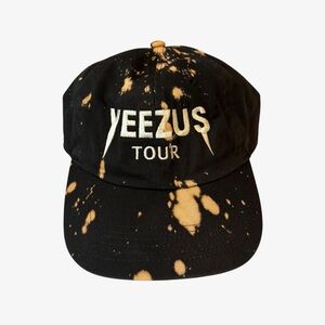 Kanye West Yeezus Tour Hat Bleach Dye Baseball Cap Adjustable Strapback, Black